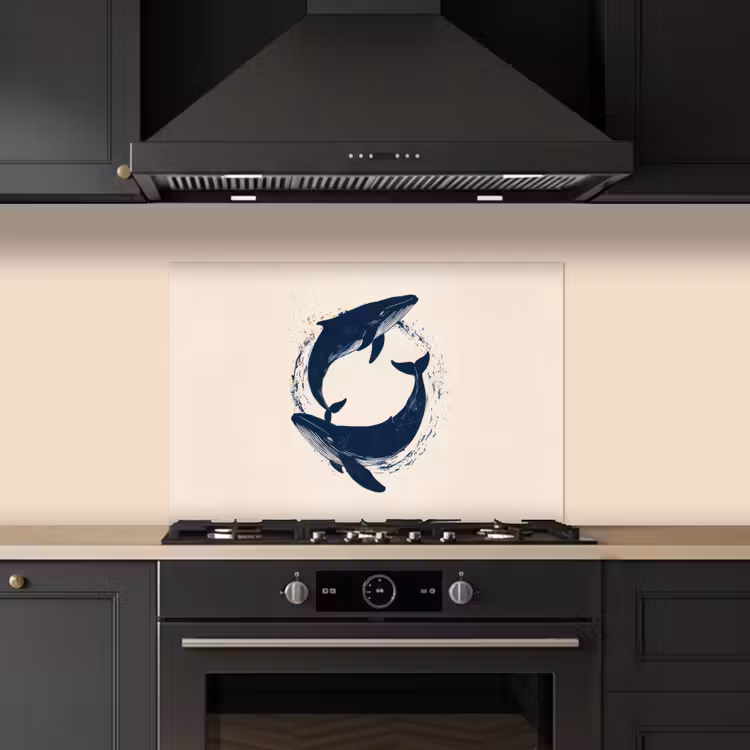 Paraschizzi cucina - Balene - Spruzzi - Cerchio - Blu scuro — 5