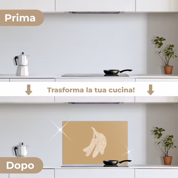 Paraschizzi cucina - Banane - Beige - Disegno a linee - Minimalista — 7