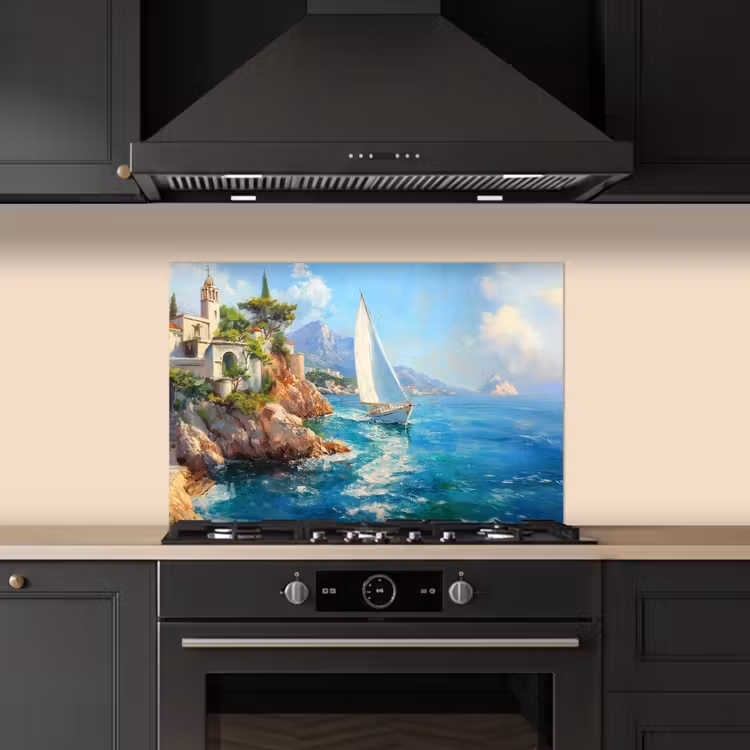 Paraschizzi cucina - Barca a vela - Rocce - Costa - Case — 5