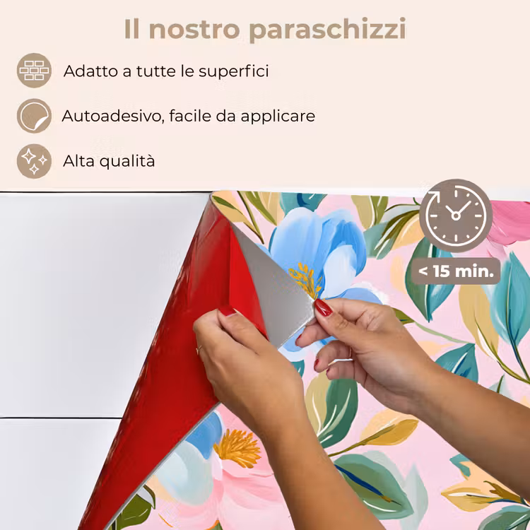 Paraschizzi cucina - Blu - Rosa - Fiori — 4