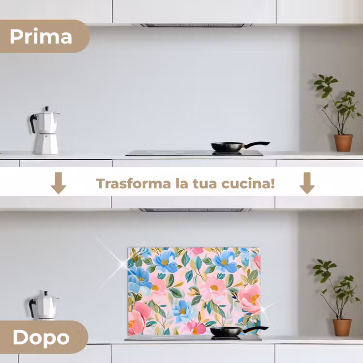 Paraschizzi cucina - Blu - Rosa - Fiori — 7