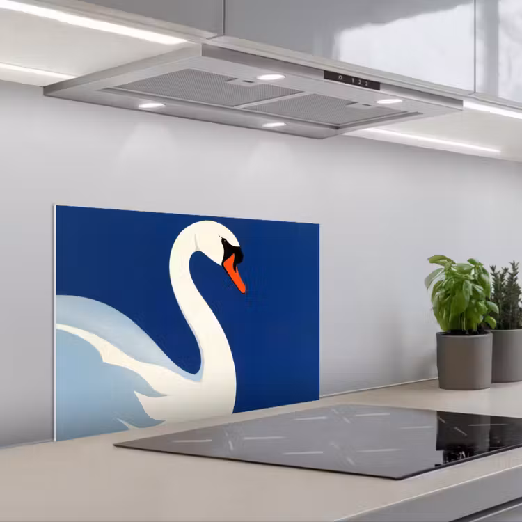 Paraschizzi cucina - Cigno - Bianco - Becco - Illustrazione — 1