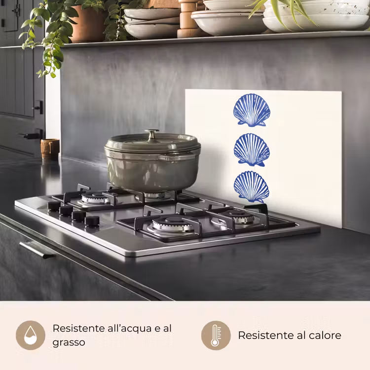 Paraschizzi cucina - Conchiglie - Blu - Modello — 2