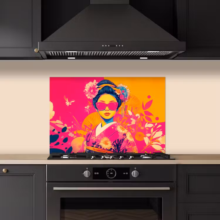 Paraschizzi cucina - Donna - Occhiali da sole - Astratto - Arancione — 5