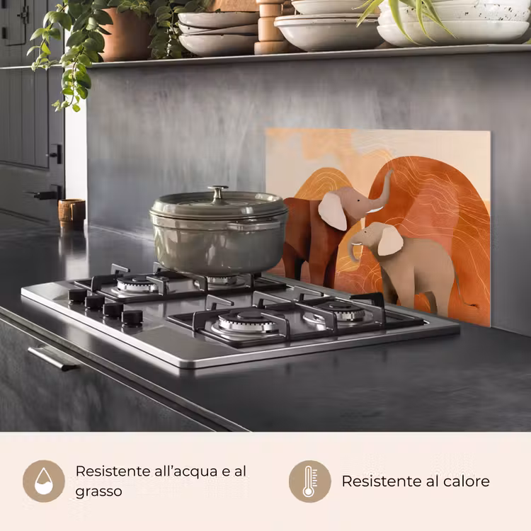 Paraschizzi cucina - Elefanti - Arancione - Astratto — 2