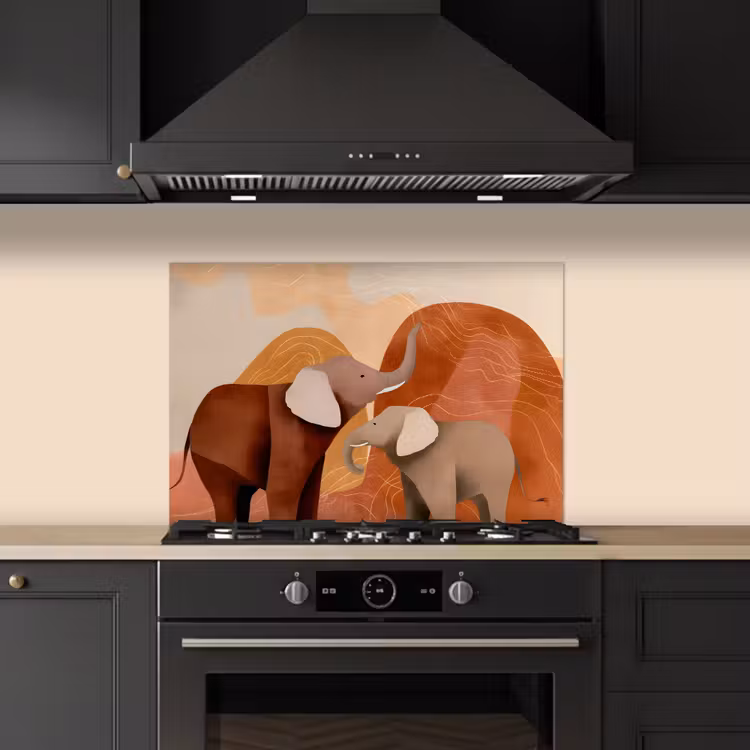 Paraschizzi cucina - Elefanti - Arancione - Astratto — 5