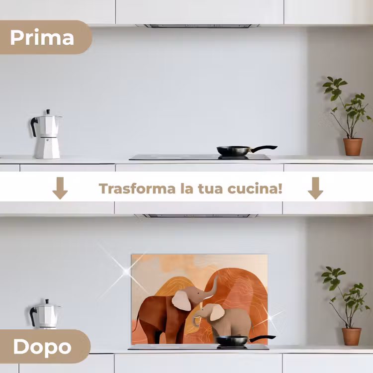 Paraschizzi cucina - Elefanti - Arancione - Astratto — 7