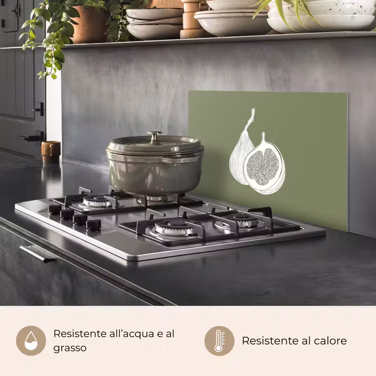 Paraschizzi cucina - Fichi - Minimalista - Disegnato - Verde muschio — 2