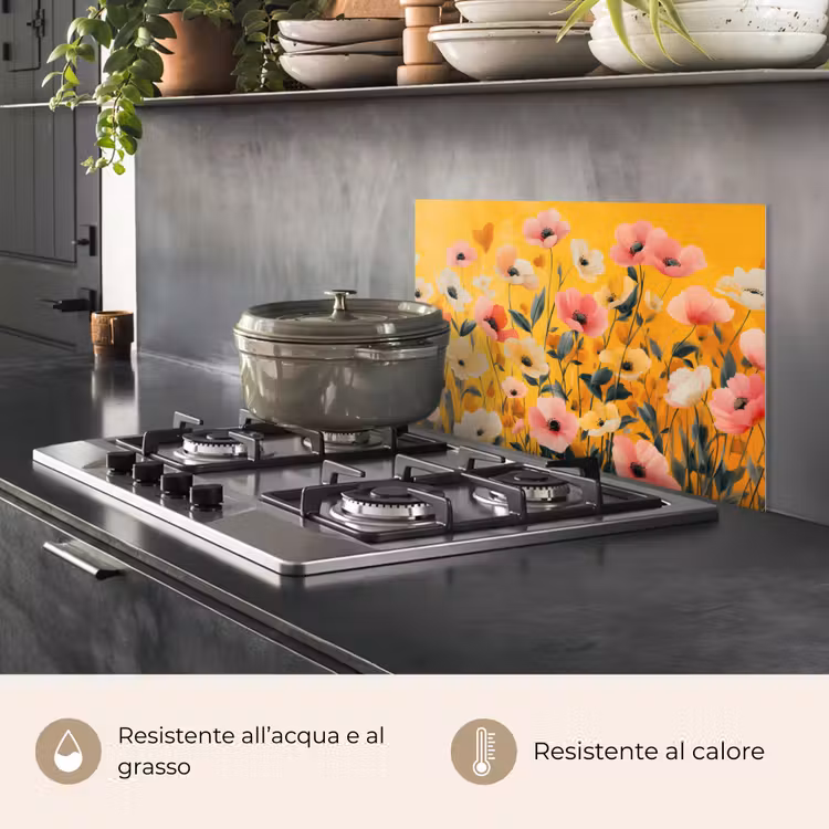 Paraschizzi cucina - Fiori - Campo - Giallo — 2