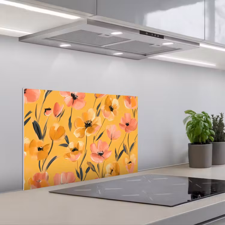 Paraschizzi cucina - Fiori - Dipinti - Giallo — 1