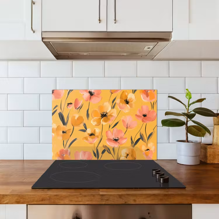 Paraschizzi cucina - Fiori - Dipinti - Giallo — 3