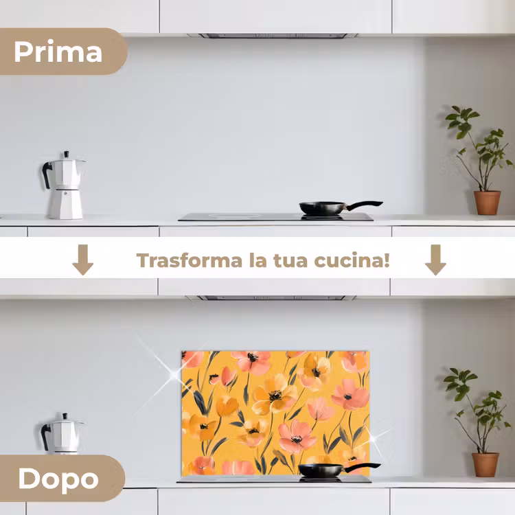 Paraschizzi cucina - Fiori - Dipinti - Giallo — 7