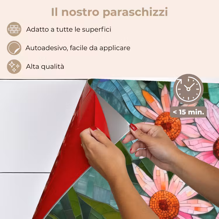Paraschizzi cucina - Fiori - Rosa - Mosaico di vetro — 4