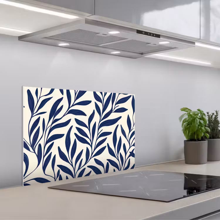 Paraschizzi cucina - Foglie - edera - blu scuro — 1