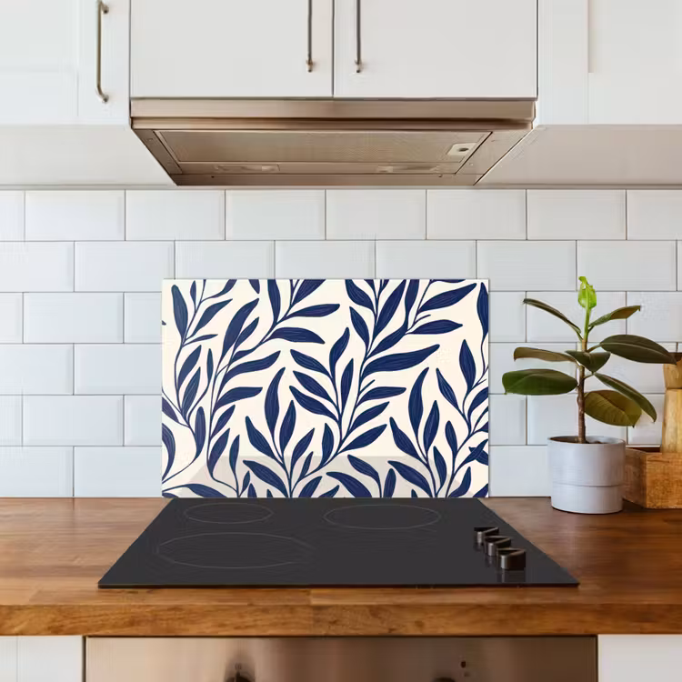 Paraschizzi cucina - Foglie - edera - blu scuro — 3