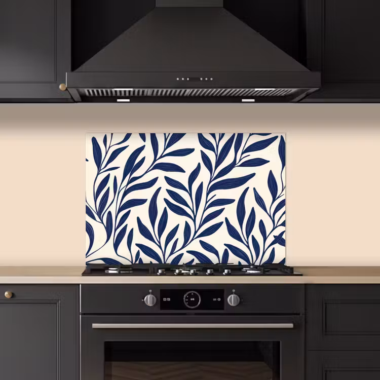 Paraschizzi cucina - Foglie - edera - blu scuro — 5