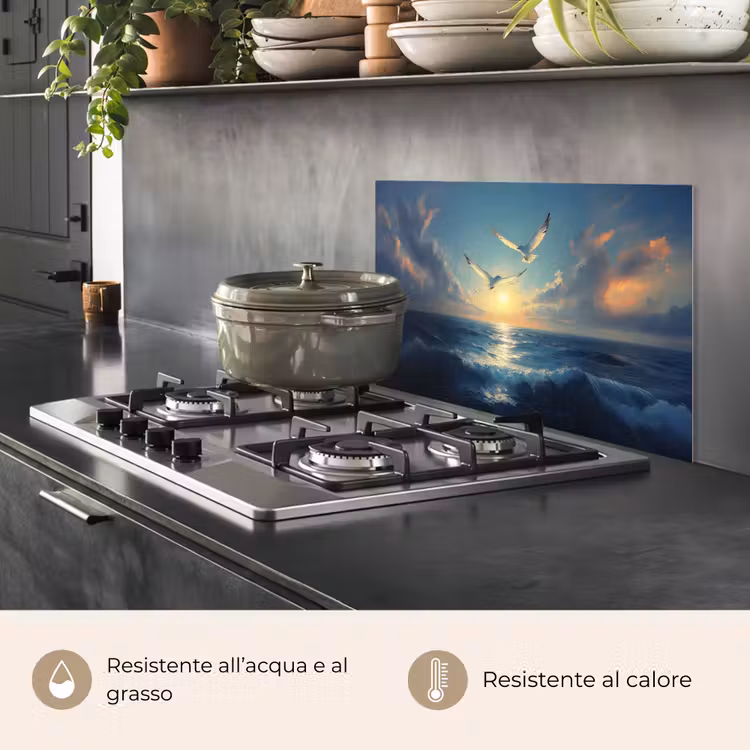 Paraschizzi cucina - Gabbiani - Mare - Nuvole - Blu — 2