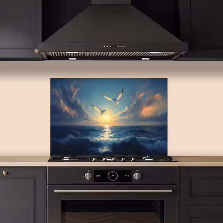 Paraschizzi cucina - Gabbiani - Mare - Nuvole - Blu — 5