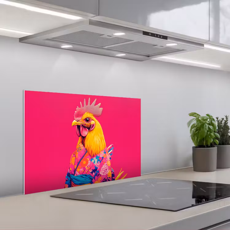 Paraschizzi cucina - Gallo - Colorato - Kimono - Rosa — 1
