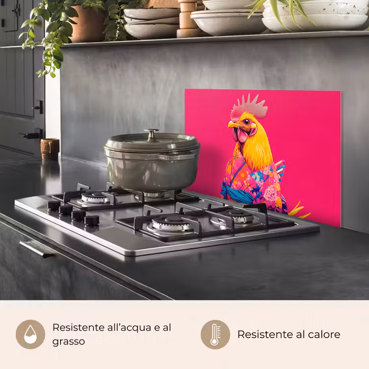 Paraschizzi cucina - Gallo - Colorato - Kimono - Rosa — 2