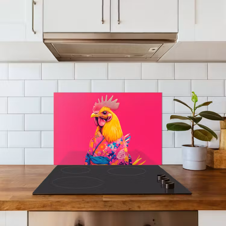 Paraschizzi cucina - Gallo - Colorato - Kimono - Rosa — 3