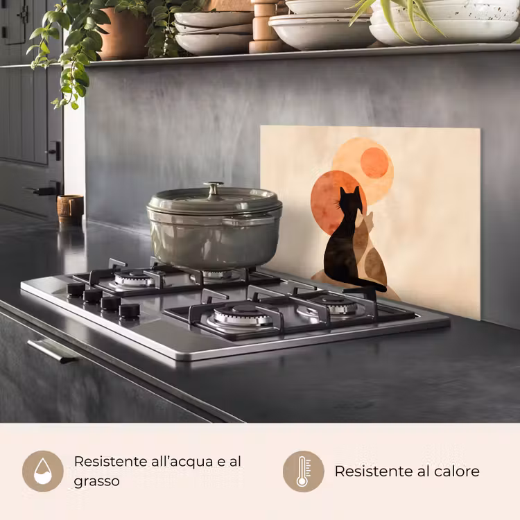 Paraschizzi cucina - Gatti - Nero - Astratto - Cerchi — 2