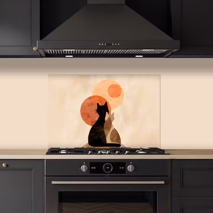 Paraschizzi cucina - Gatti - Nero - Astratto - Cerchi — 5