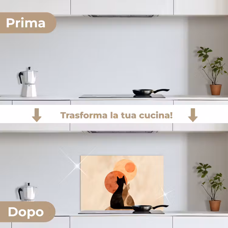 Paraschizzi cucina - Gatti - Nero - Astratto - Cerchi — 7