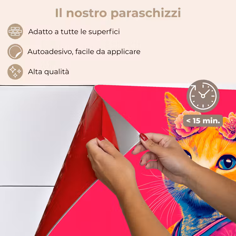 Paraschizzi cucina - Gatto - Kimono - Fiori - Rosa — 4