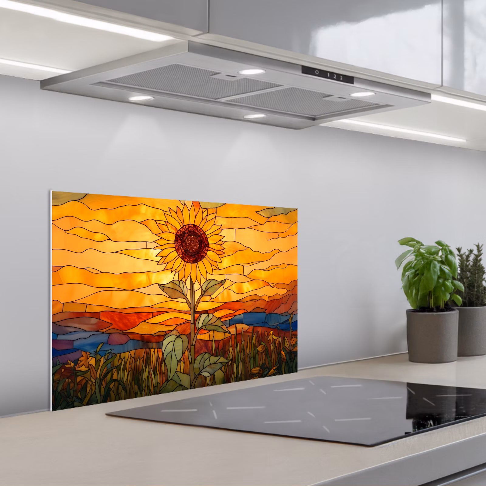 Paraschizzi cucina - Girasole - Mosaico - Tramonto - Giallo — 1