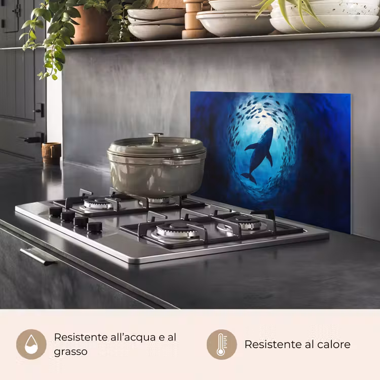 Paraschizzi cucina - Balena - Pesce - Blu scuro — 2