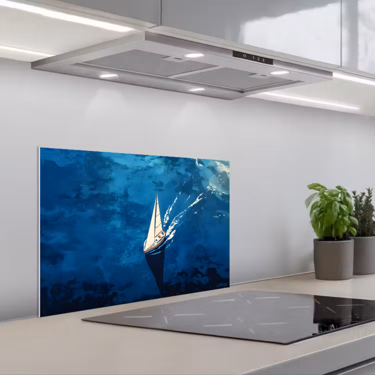 Paraschizzi cucina - Barca a vela - Acqua - Astratto - Ombra — 1
