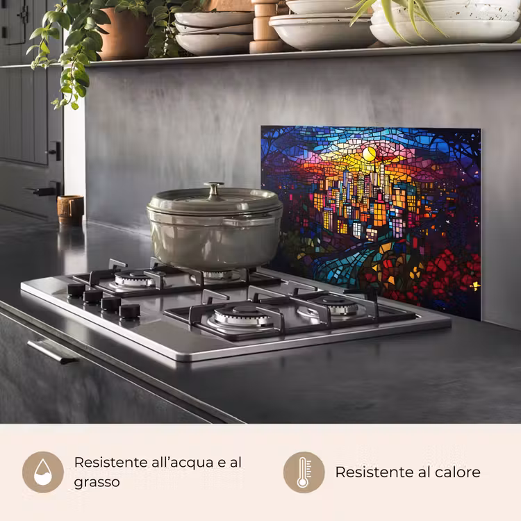 Paraschizzi cucina - Città - Luna - Mosaico - Colorato — 2