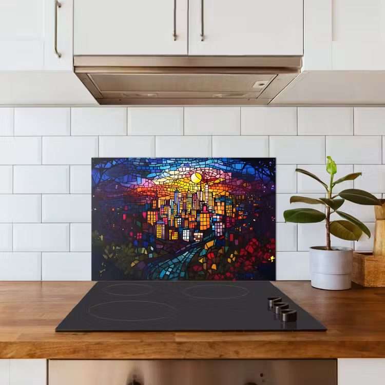 Paraschizzi cucina - Città - Luna - Mosaico - Colorato — 3