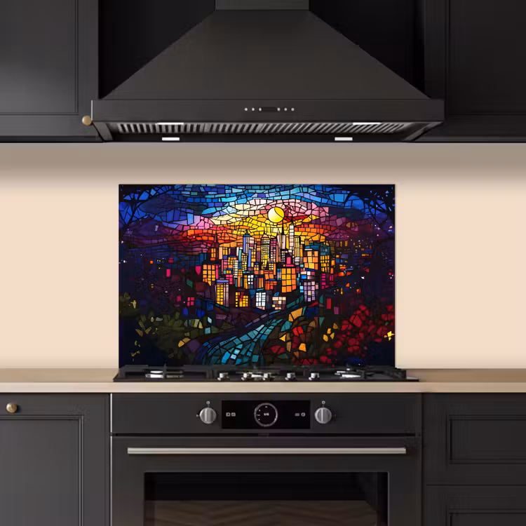 Paraschizzi cucina - Città - Luna - Mosaico - Colorato — 5