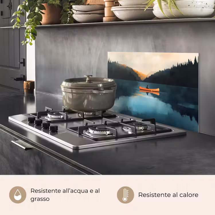 Paraschizzi cucina - Foreste - Lago - Canoa - Arancione — 2