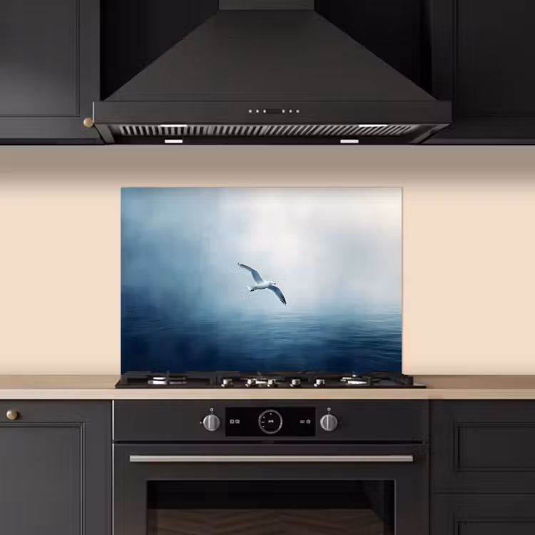 Paraschizzi cucina - Gabbiano - Bianco - Mare - Nebbia — 5