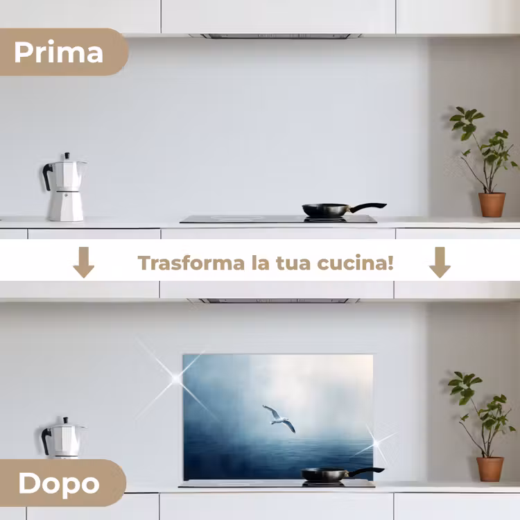 Paraschizzi cucina - Gabbiano - Bianco - Mare - Nebbia — 7