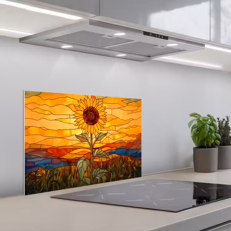 Paraschizzi cucina - Girasole - Mosaico - Tramonto - Giallo — 1