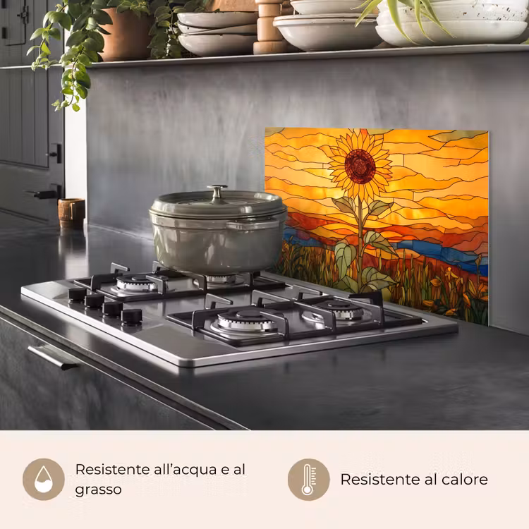 Paraschizzi cucina - Girasole - Mosaico - Tramonto - Giallo — 2