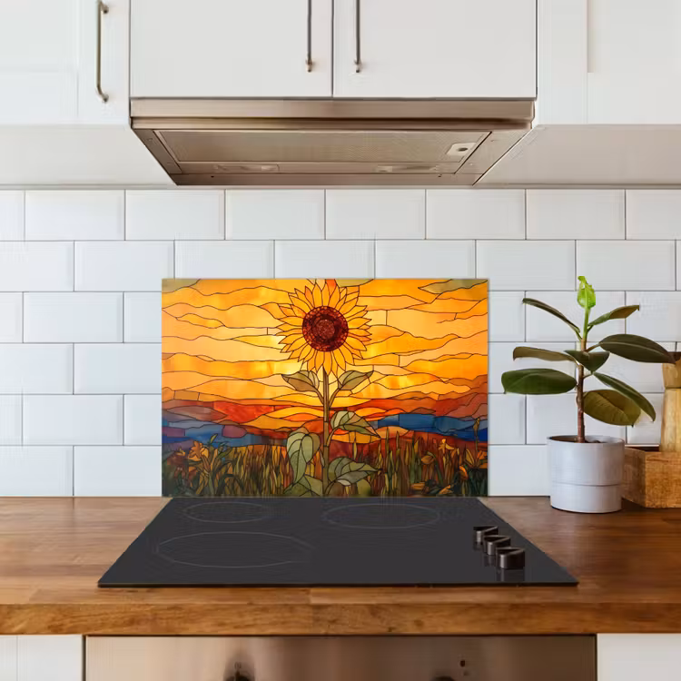 Paraschizzi cucina - Girasole - Mosaico - Tramonto - Giallo — 3