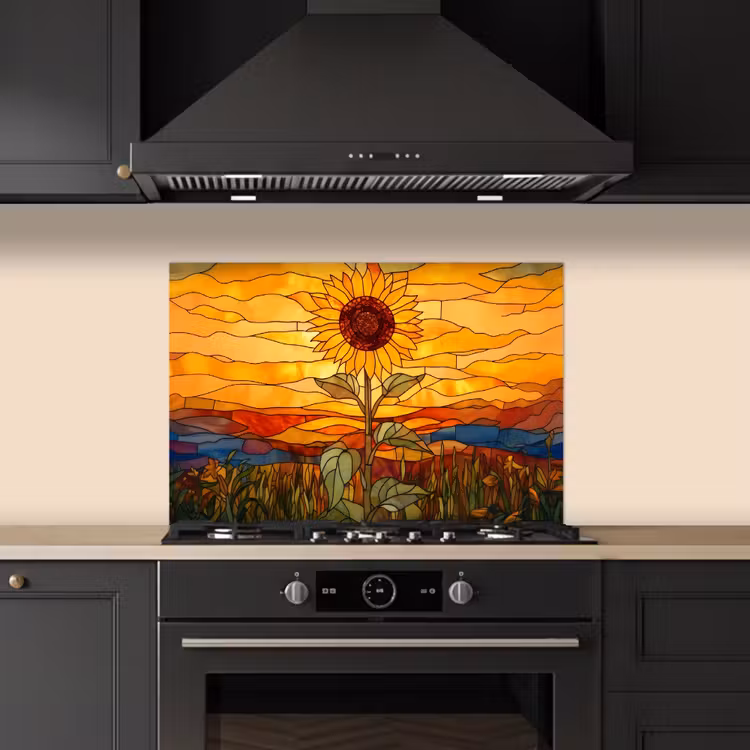 Paraschizzi cucina - Girasole - Mosaico - Tramonto - Giallo — 5