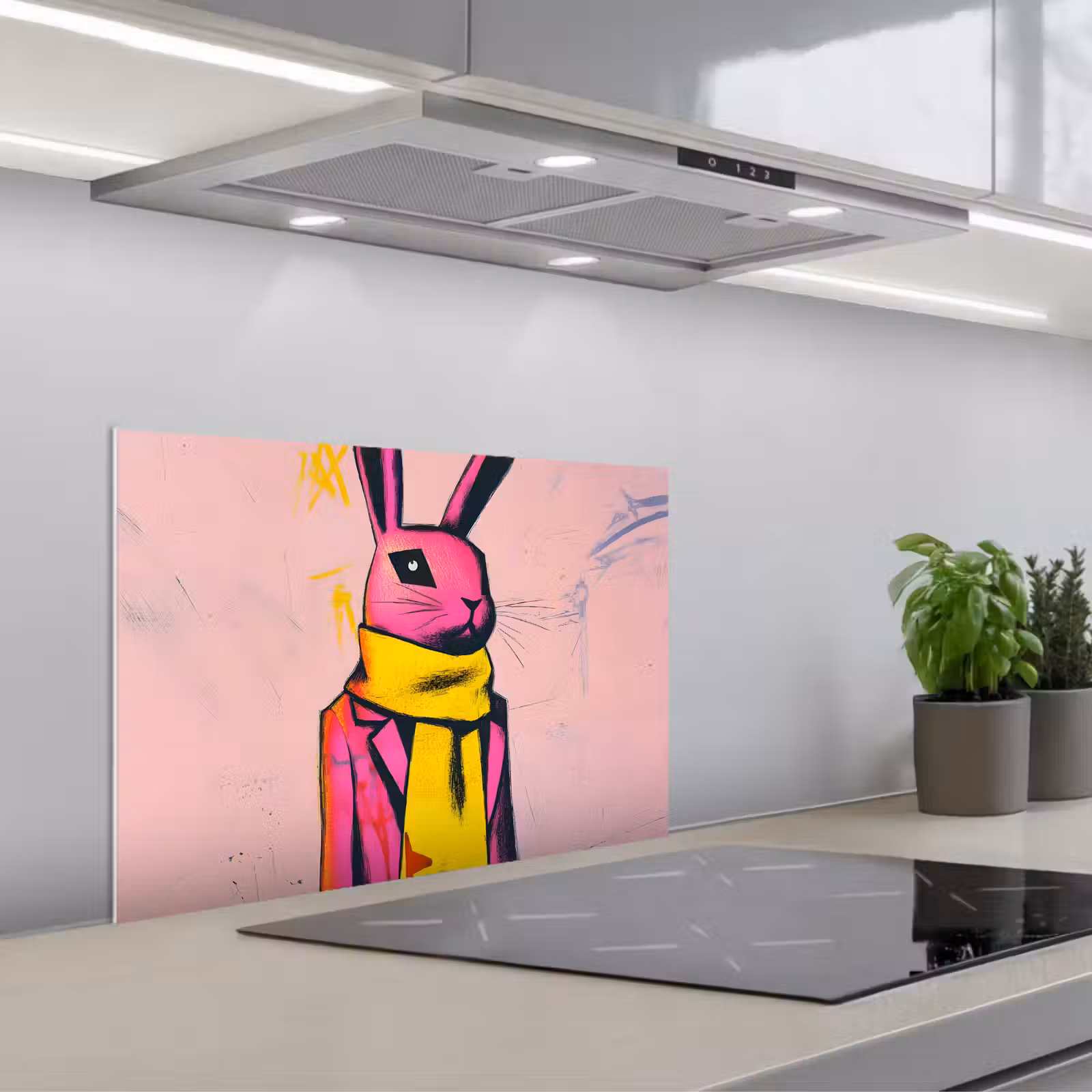 Paraschizzi cucina - Astratto - Coniglio - Sciarpa - Giallo — 1
