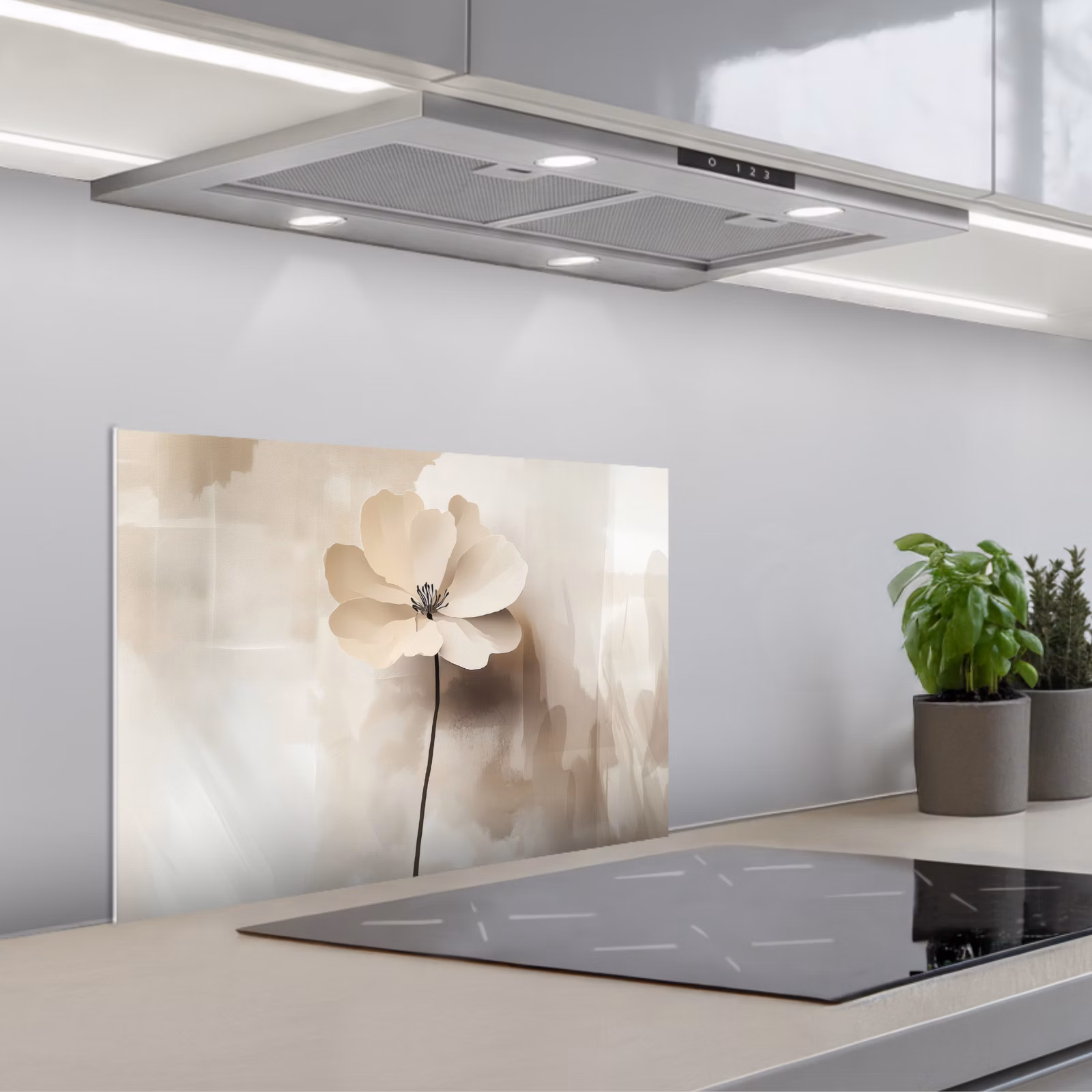 Paraschizzi cucina - Fiore - Beige - Vernice - Ombra — 1