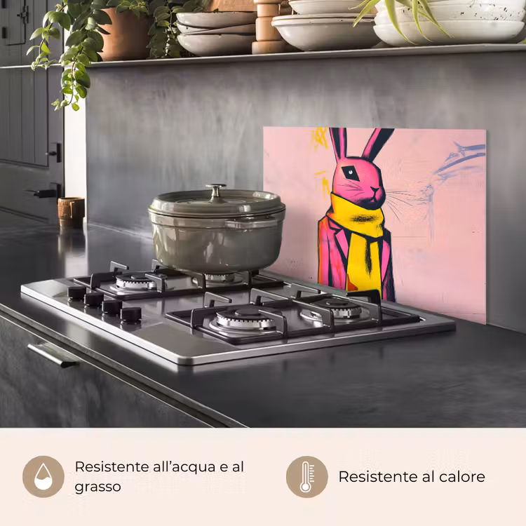 Paraschizzi cucina - Astratto - Coniglio - Sciarpa - Giallo — 2