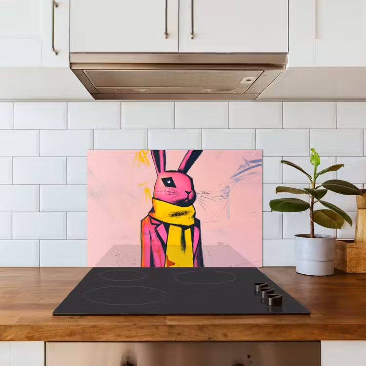 Paraschizzi cucina - Astratto - Coniglio - Sciarpa - Giallo — 3