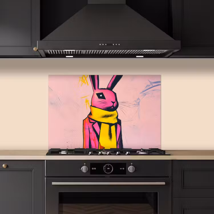 Paraschizzi cucina - Astratto - Coniglio - Sciarpa - Giallo — 5