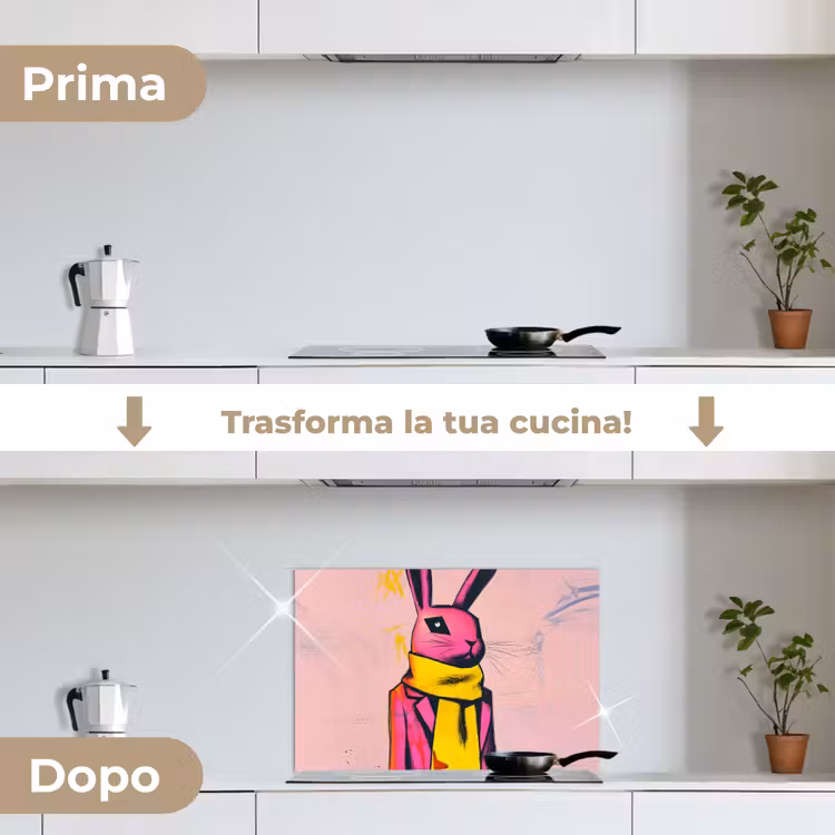 Paraschizzi cucina - Astratto - Coniglio - Sciarpa - Giallo — 7