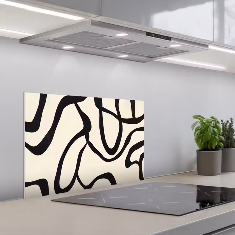 Paraschizzi cucina - Astratto - Linee - Moderno - Beige — 1