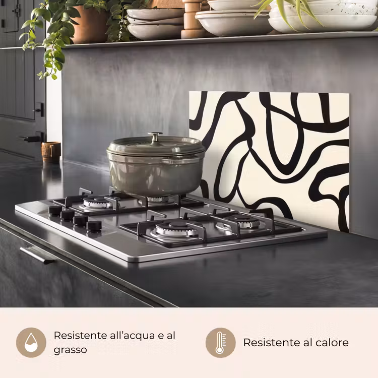 Paraschizzi cucina - Astratto - Linee - Moderno - Beige — 2